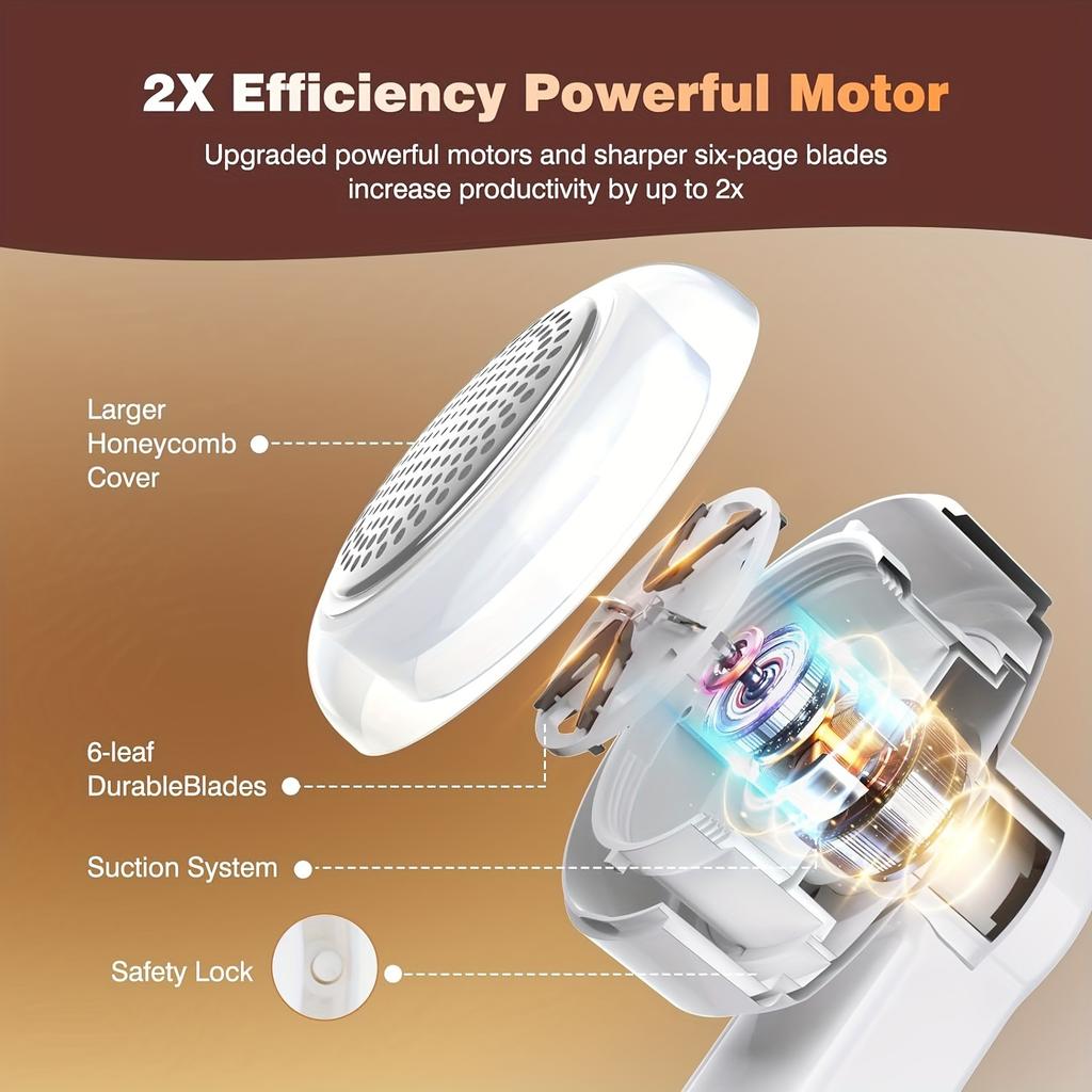 USB Rechargeable Electric Lint Remover - Fabric Shaver with One More Blade - Portable Fuzz Remover, Pilling Remover, Hairball Trimmer for Clothes