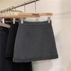 Women's Gray Wool Blend High Waist A-line Skirt with Lace Patchwork - Slimming, Hip-Hugging Design for Petite Summer 2026