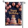 Garden Flag Pink & Gold Birthday Outdoor Banner Sparkling Star Decor Navy Blue Backdrop Birthday Celebration Flag for Birthday