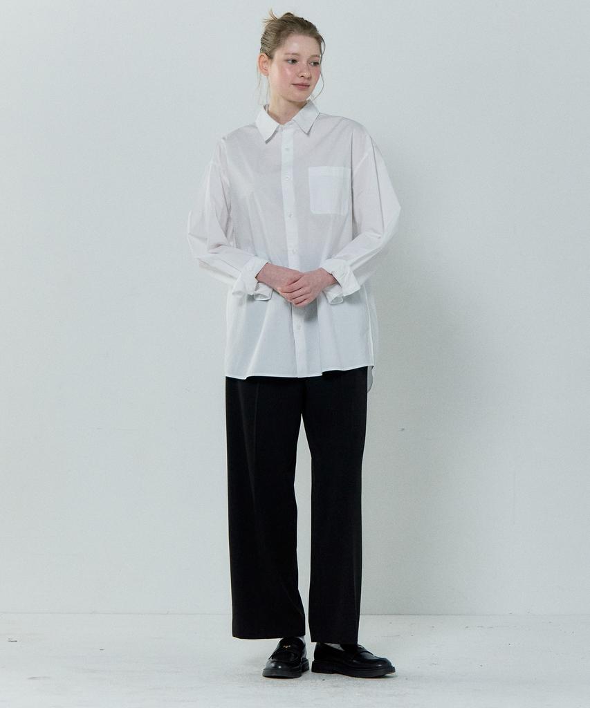 BASIC HOUSE Women'S High-Waisted Wide-Fit Hidden Elastic Waist Slacks Lapt0201