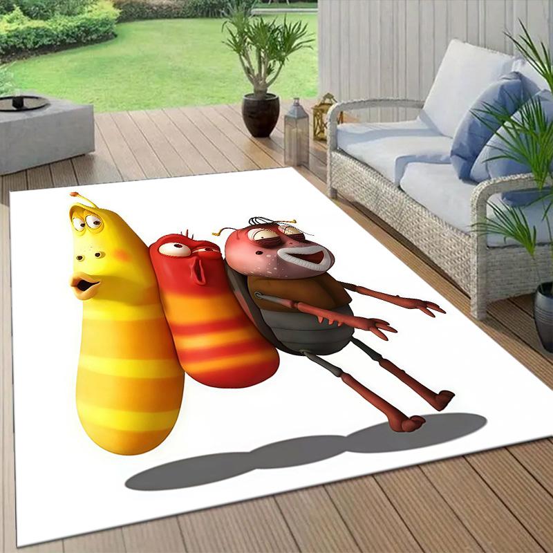 Larva Flannel Pattern Square Carpet,Area Rug,Carpet Rug for Living Room Bedroom Sofa Playroom Decor,Non-slip Floor Mat