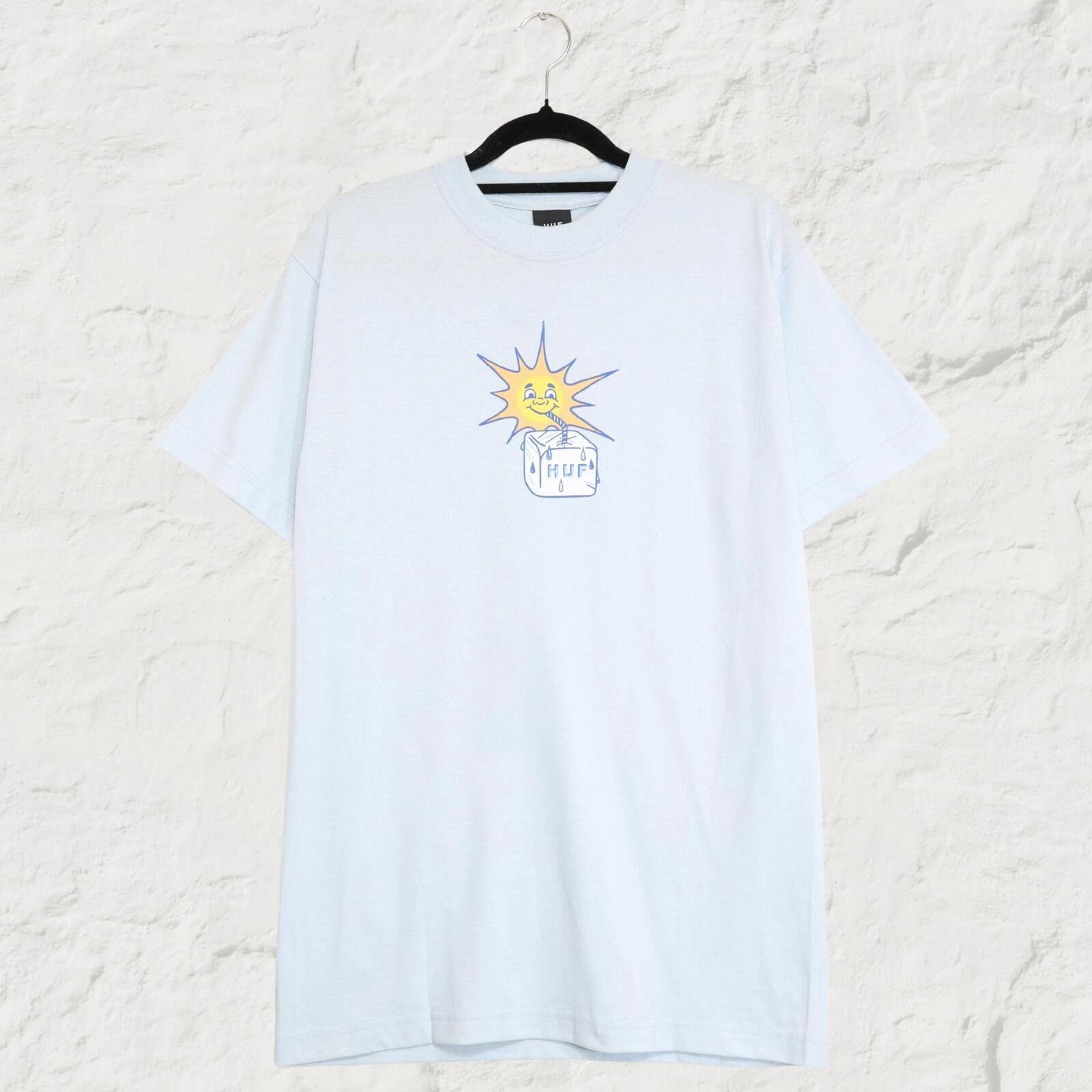 HUF Sippin Sun Tee Sky Blue Graphic Summer Skatewear T-Shirt S 4XL