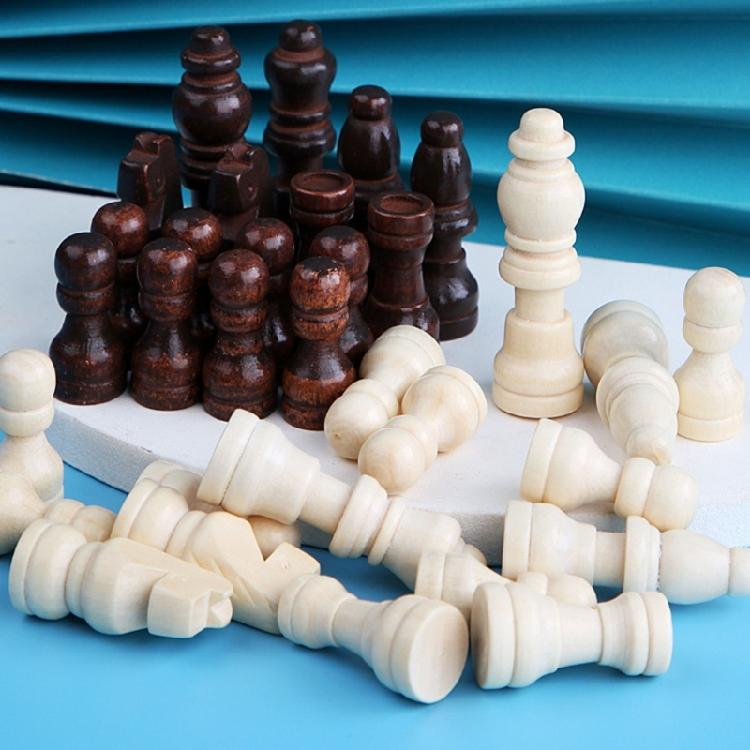 32 Pcs Wooden Chess Pieces Tournament Wood Chessmen International Chess Figures