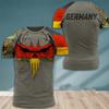 Tricou german Bărbați Skull Flag 3d Print Tops Moda Veteran Mânecă scurtă Tricou cu decolteu Ocazional Grafic Tricouri largi supradimensionate