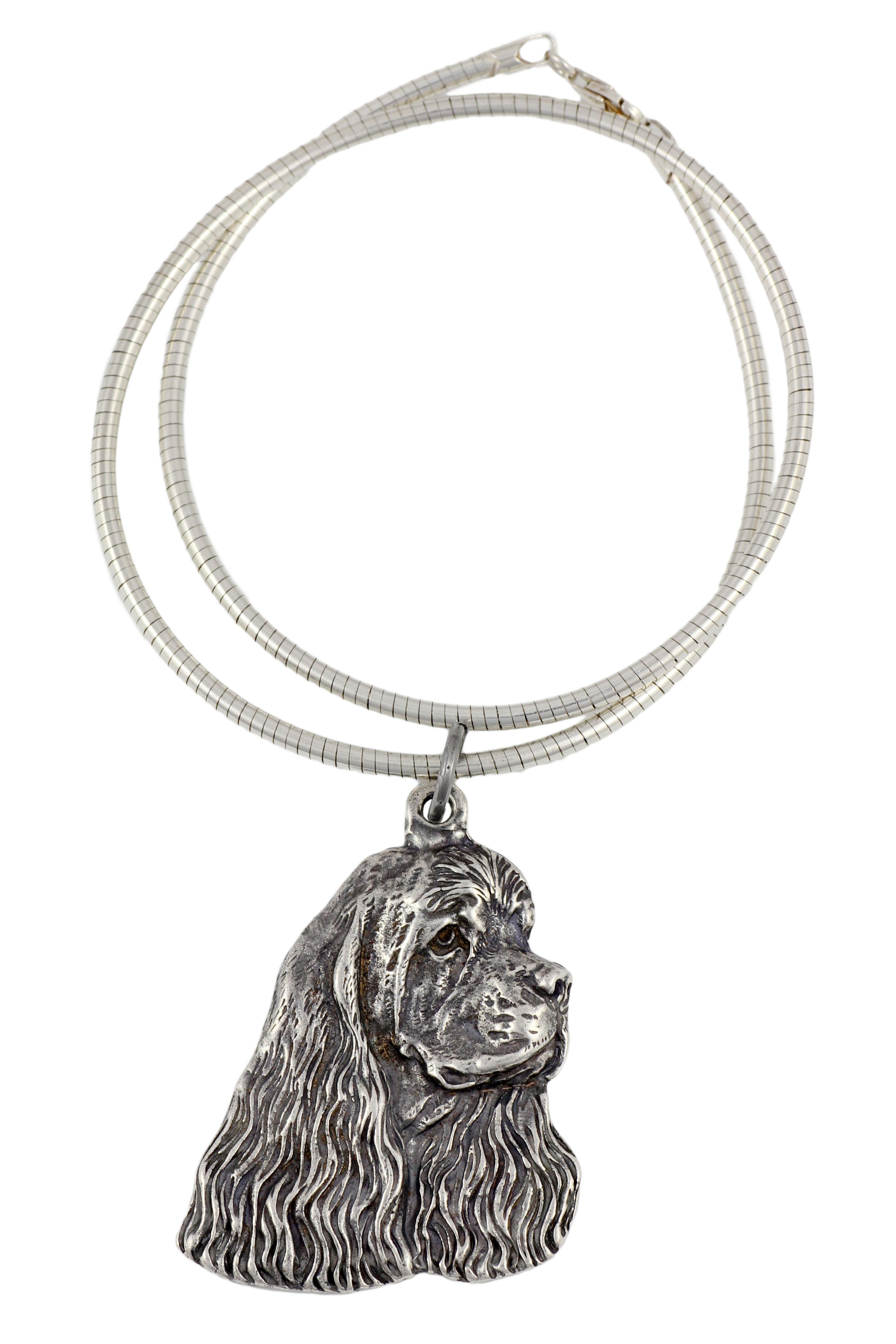 

American Cocker Spaniel, Merry Cocker - Dog necklace, unique jewellery for the dog fan, unique adder pendant by Art-Dog brand срібний