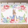 Cartoon rabbit Peter Pan garden children's birthday party backdrop rabbit flower carrot cake table decor gift baby christening party684