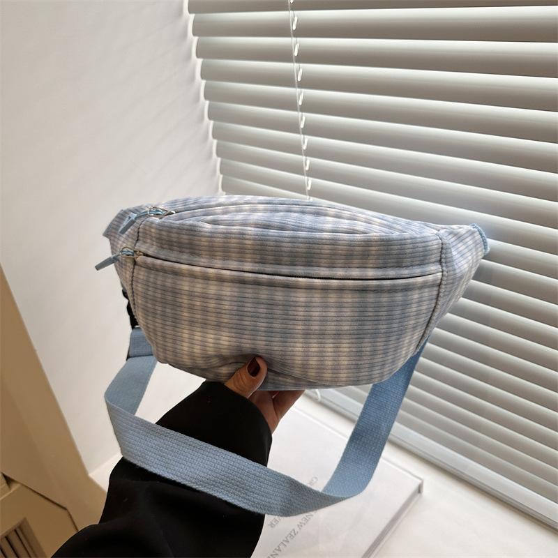 Plaid Lightweight Fanny Pack Japanese Ins Cute, Fresh and Simple Versatile Messenger Small Bag Female Mori Girl Breast Bag