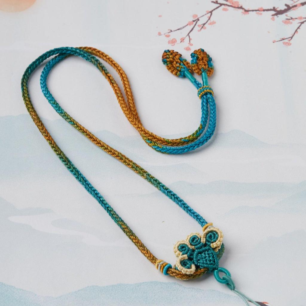High-Quality Handmade Woven Phoenix Tail Knot Pendant Sweater Chain In A Thousand Miles of Rivers and Mountains Color