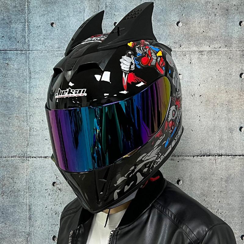 Jiekai Electric Vehicle Bike Helmet Men's and Women's Full Helmets Four Seasons Double Mirror Bluetooth Personalized Helmet Grey Party