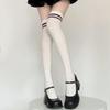 1pairs Women Striped Cotton Long Socks Female Thigh High Over The Knee Sock Solid Color Long Tube Leg Warm Socks
