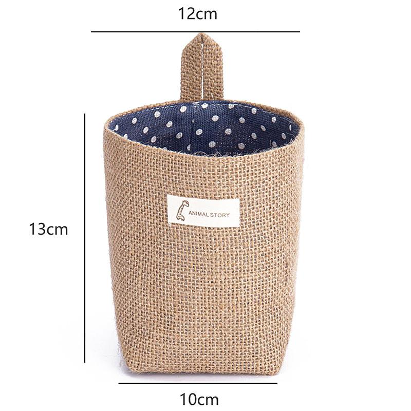 1pcs Home Decor Stripe Hanging Pocket Small Sack Sundries Organizer Cosmetic Organiser Cotton Linen Storage Bag Storage Baskets