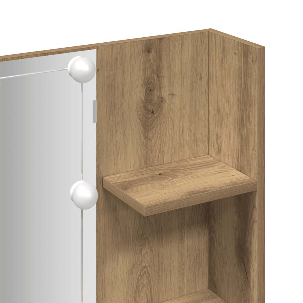 Makeup Table with LED Lights Artisan Oak 60 x 40 x 140 cm