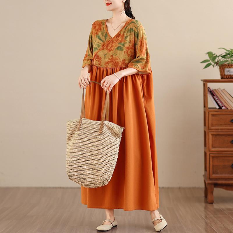 DIMANAF New 2026 Women Plus Size Summer Beach Lady Long Dress Loose Oversize Maxi Floral Print Fashion Holiday