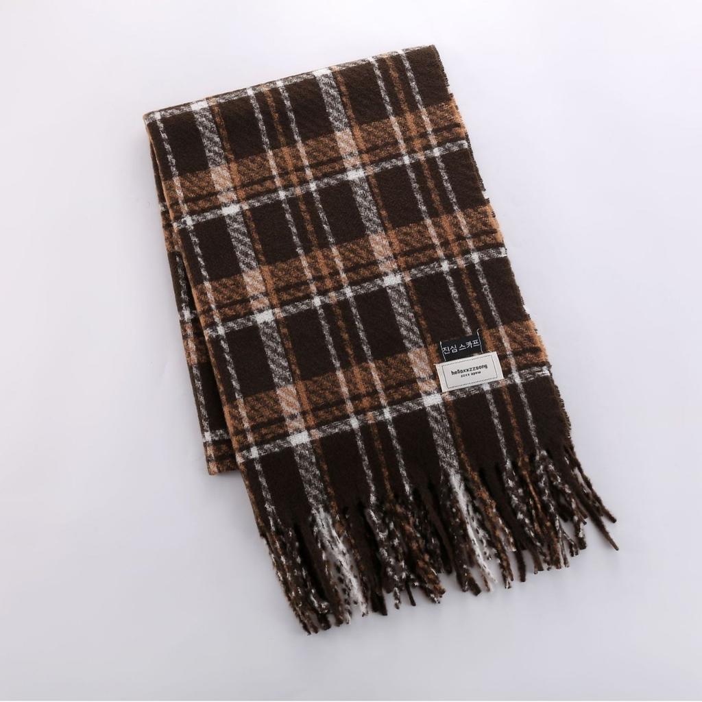 Maillard autumn and winter scarf high-end imitation cashmere scarf Korean version warm and cold-proof retro plaid thickened scarf women