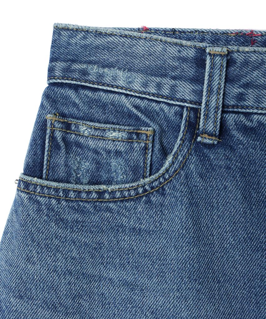 Yuhee Youhee Lettering Denim Mini Skirt Blue