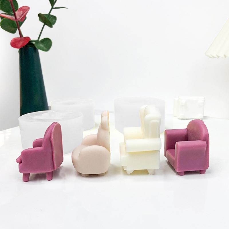 Mini Sofa Chair 3D Silicone Mold Flexible Candle Wax Soap Making Mould DIY Craft for Make Chocolates Hard Candy Dessert