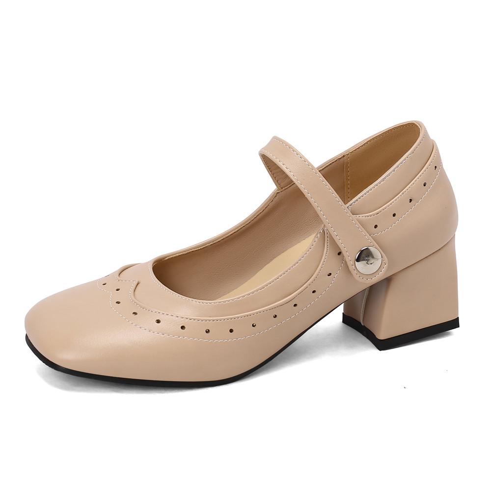 Fashion High-heeled Shoes Women Pumps Ankle Strap Buckle Thick Heels Ladies High Heels Platform Mary Janes Women Pumps Footwear 34-48