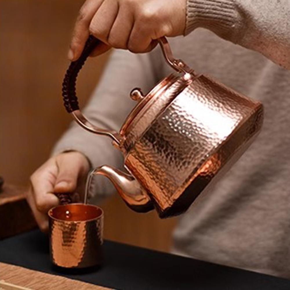 Chinese Retro Copper Teapot, Handmade Pure Copper Kettle for Boiling Water, Tea Art Teapot, Large Capacity Copper Pot, 1L