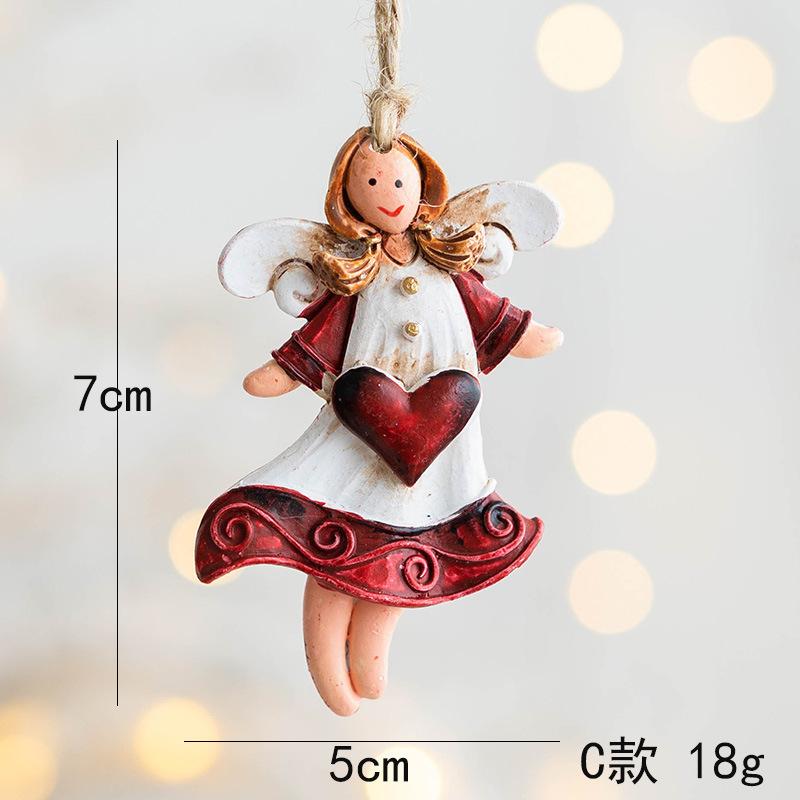 New Christmas Painted Resin Santa Claus Heart Pendant Retro Style Christmas Tree Imitation Ceramic Decoration navidad 2025