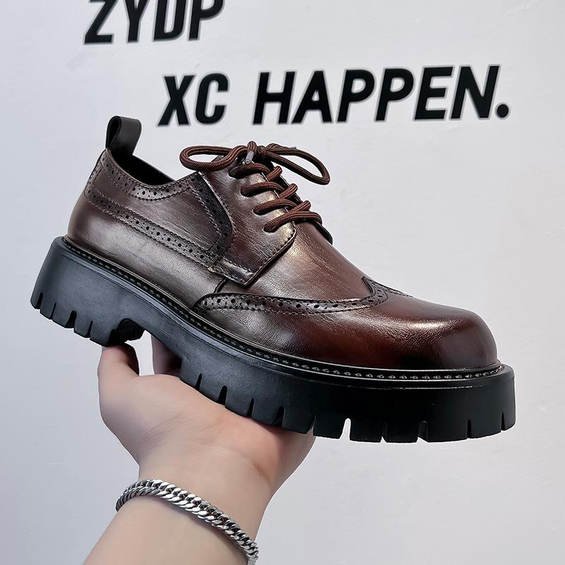 

Подростковая модная мужская обувь, новые кожаные туфли Brock с большой головкой, низкие, на шнуровке, модная повседневная обувь 2885-A 44 светло-коричневого