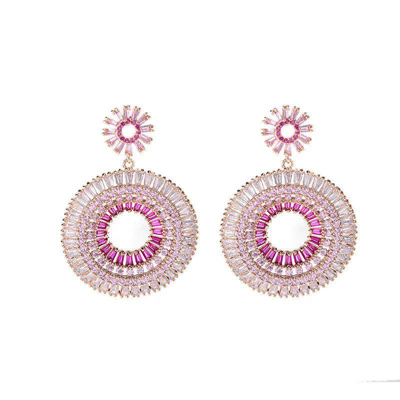 Elegant Blue-Pink Zircon Rainbow Circle Earrings