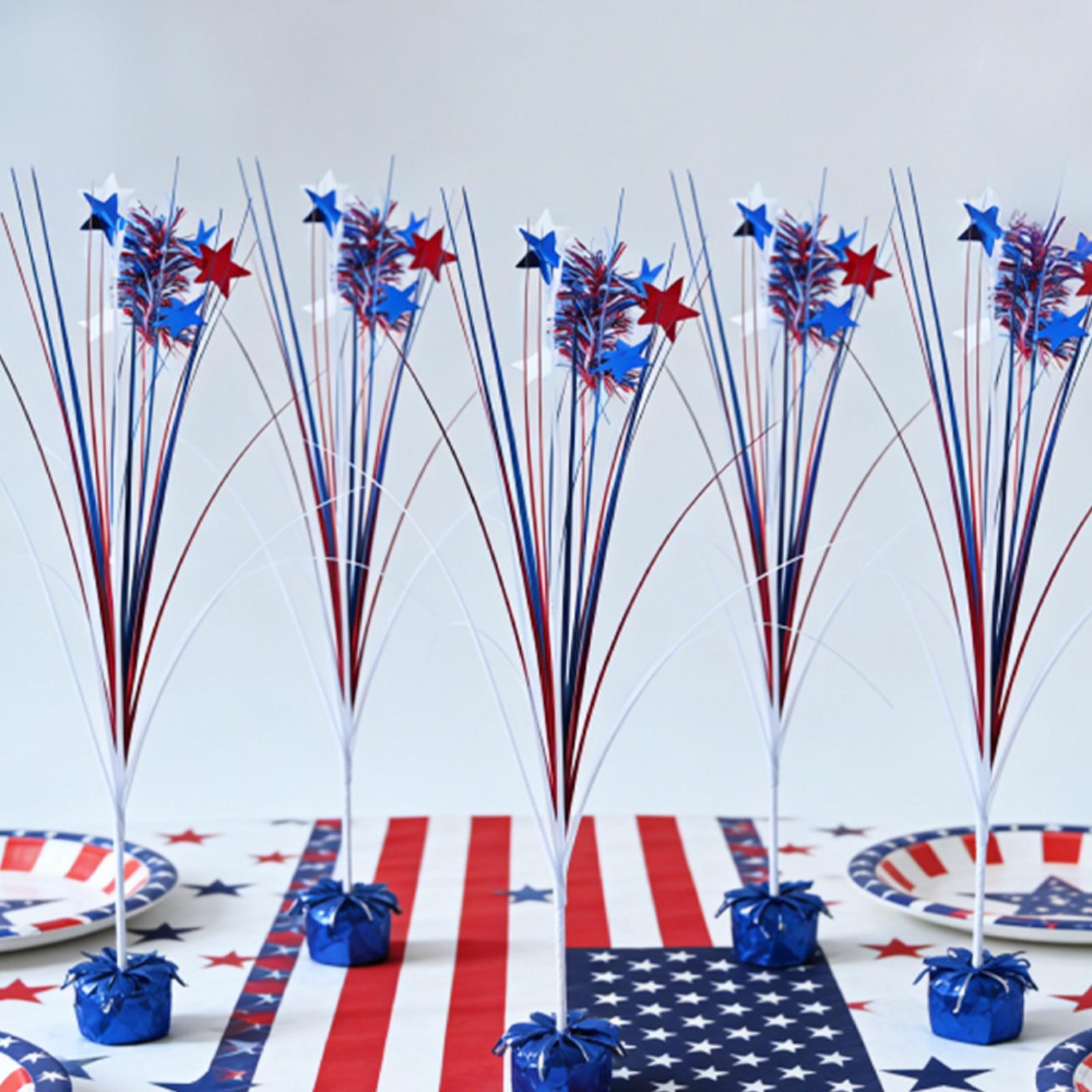 Independence Day Fireworks, Stars, Branches, Day Party, Home Decoration, Red, Blue Pie One Size