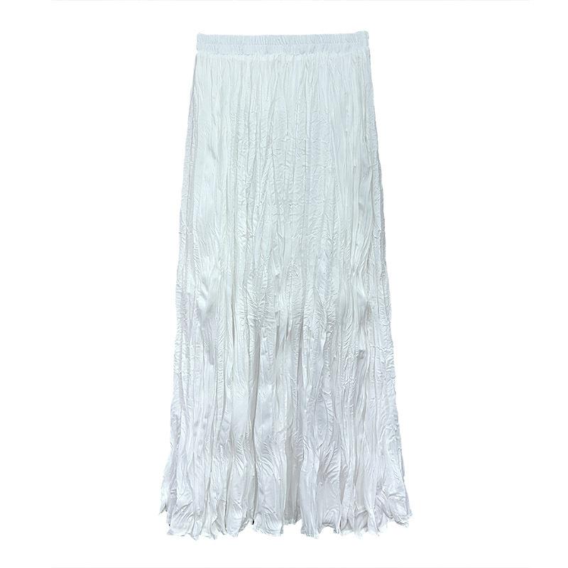 Extended crushed skirt Women's dance long skirt Korean high temperature setting pleated skirt Elegant pleated skirt
