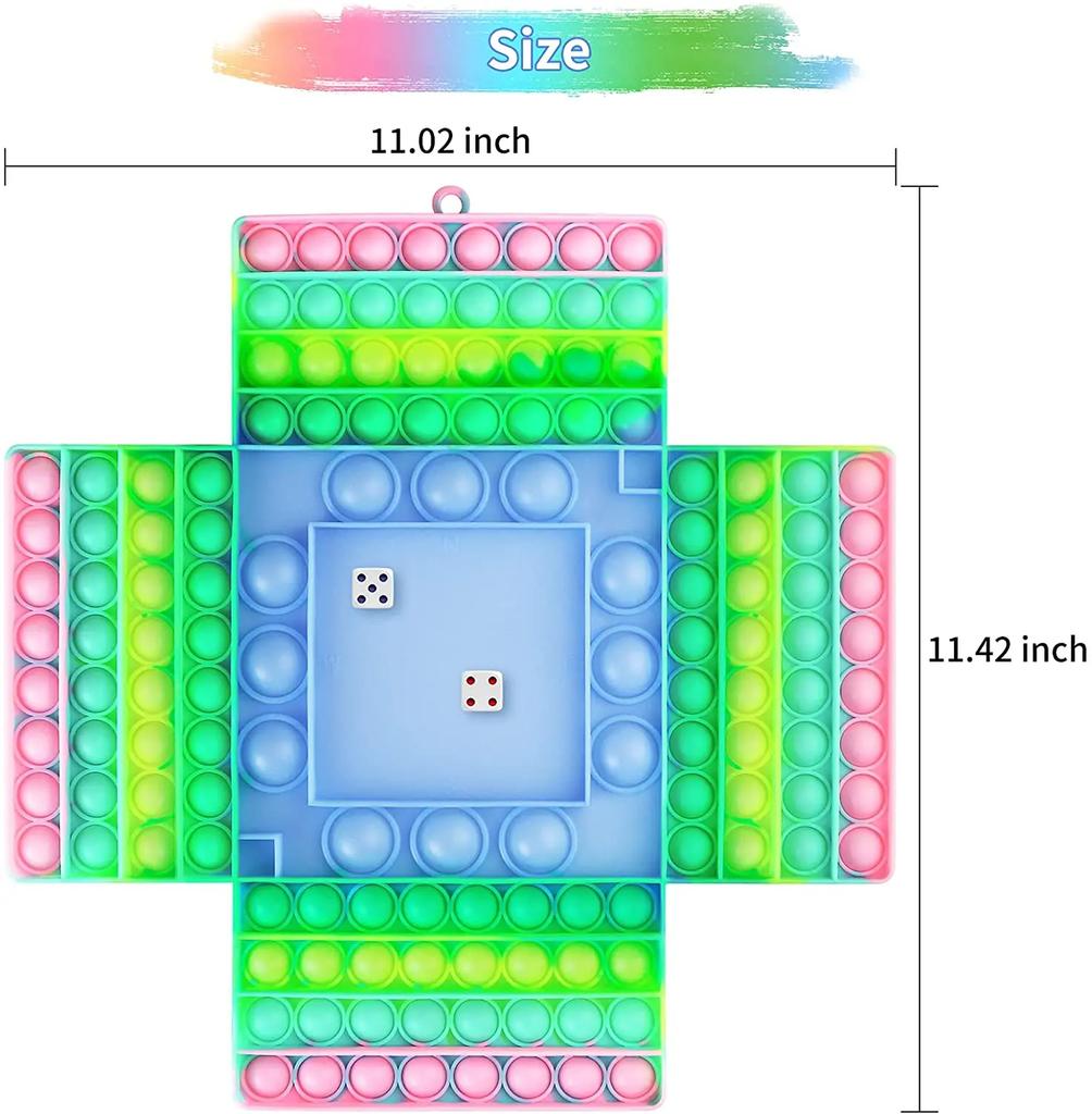 4 Players Chess Board Pop Fidget Toys With 2 Dices Big Size Bubbles Sensory Game For Kids Adults Bubble Popper For Autism