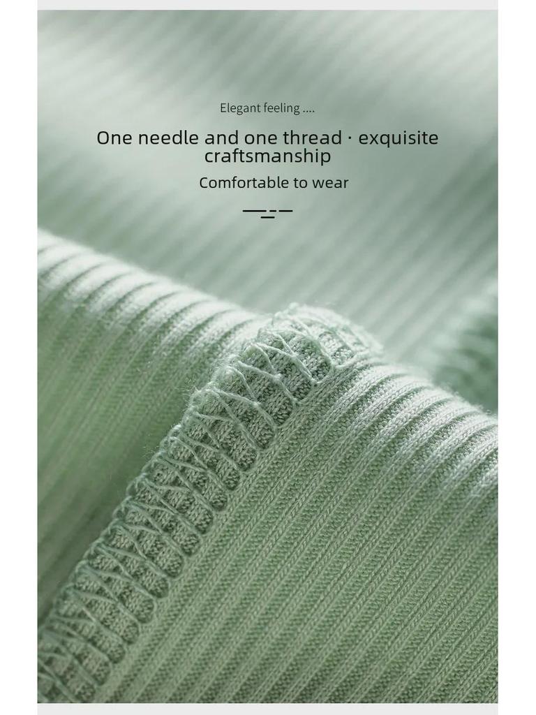 2025 Slim V-Neck Ribbed Long-Sleeve Top - Versatile Solid Color for Women's Layering