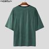 INCERUN Oversized Men O Neck Short Sleeve Striped Casual T-shirts