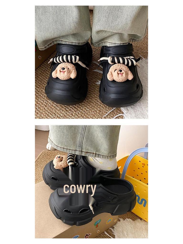 Adorable Kids' Non-Slip Puppy Clogs for Girls - 2025 Summer Beach Toe Slippers with Thick Soles