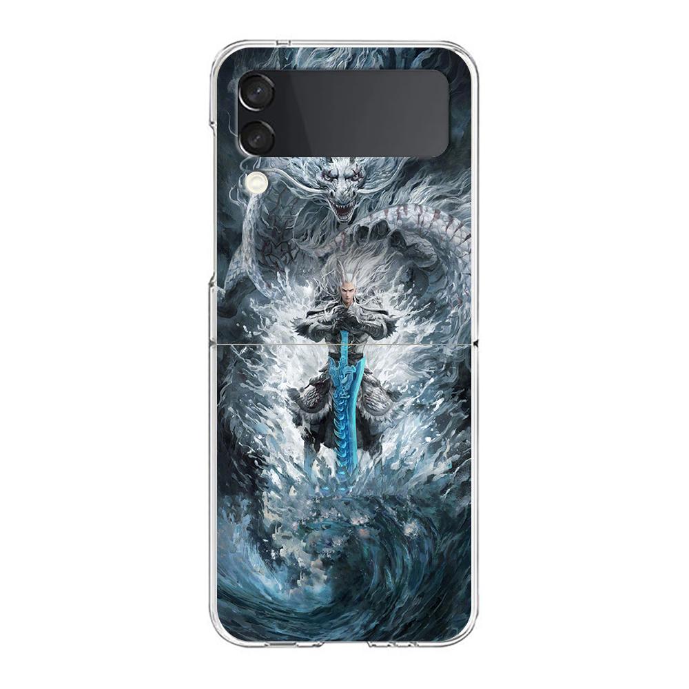 

Phone Cover For Samsung Galaxy Z Flip 6 5 4 Case Transparent For Samsung Z Flip 3 Hard PC Foldable Shell Cartoon Nezha Capas Bag Samsung Z Flip