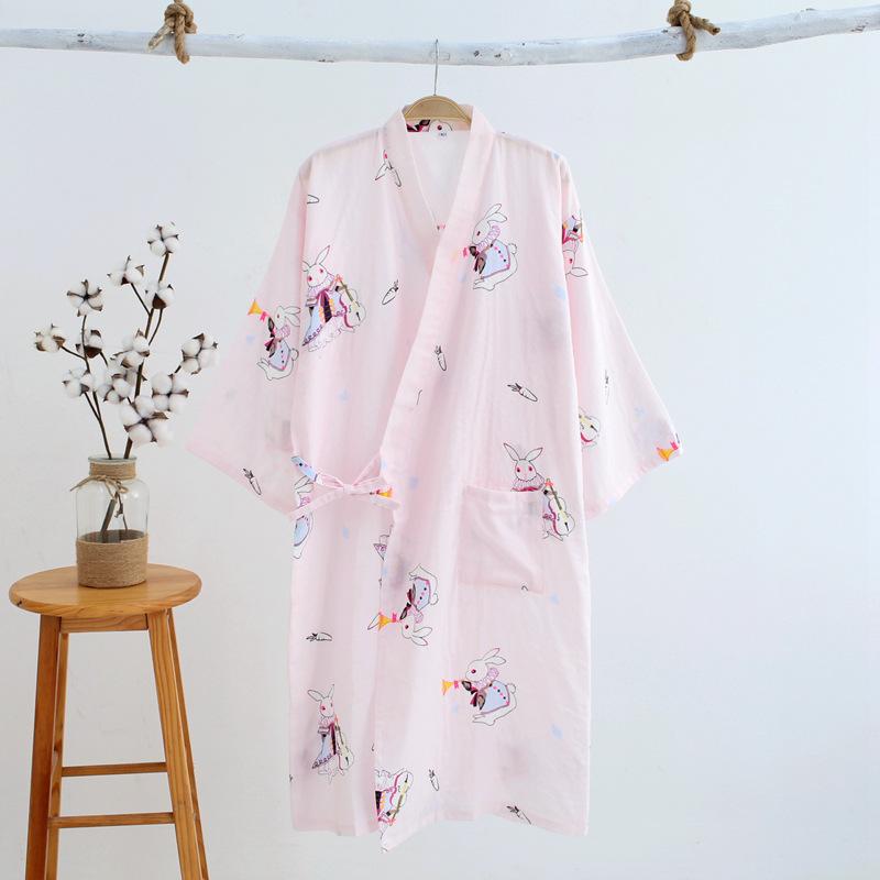 Summer Japanesestyle Kimono Pajamas New 100 Cotton Gauze Pajamas Nightgown Ladies Spa Yukata Homewear Long Pajamas Women
