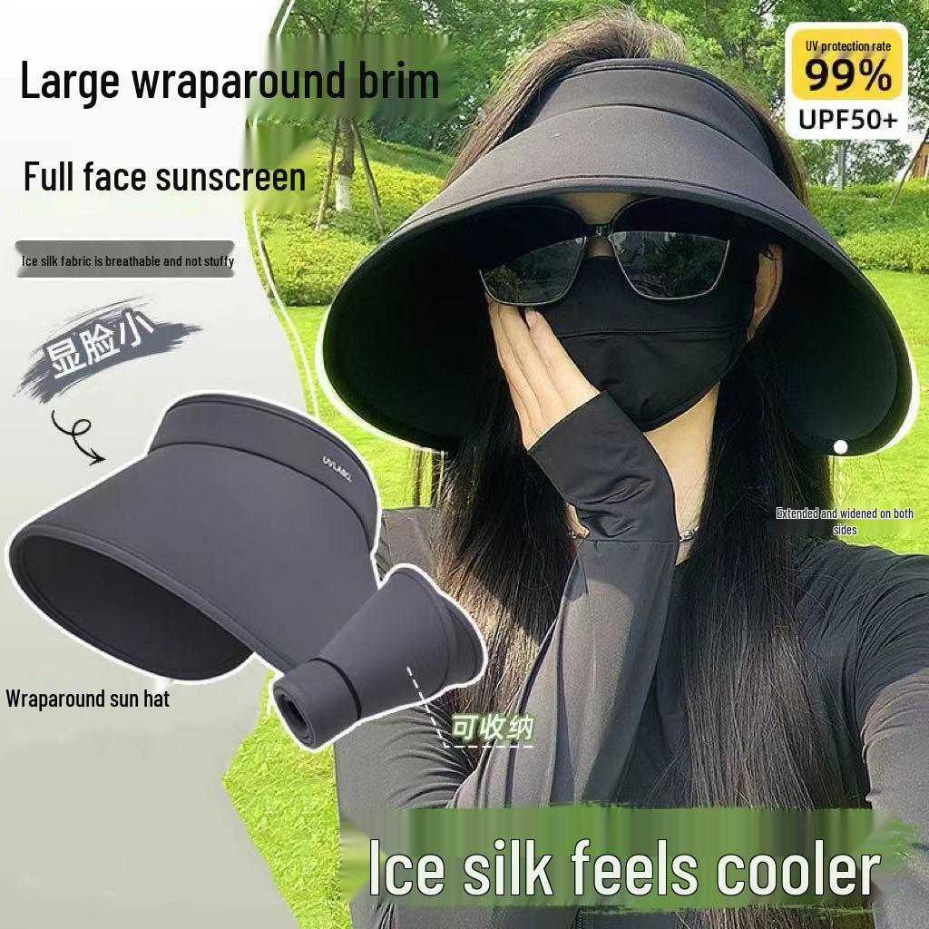 Women's Extra-Large Brim Foldable Sun Hat - UV Protection, Open-Top Design for Summer Outdoor Activities
