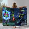 Spiel PVZ Plants Zombies Cartoon Flanelldecke, Ultraweiche Plüschdecke für Zuhause Schlafzimmer Bett Sofa Abdeckung Büro Camping Picknick