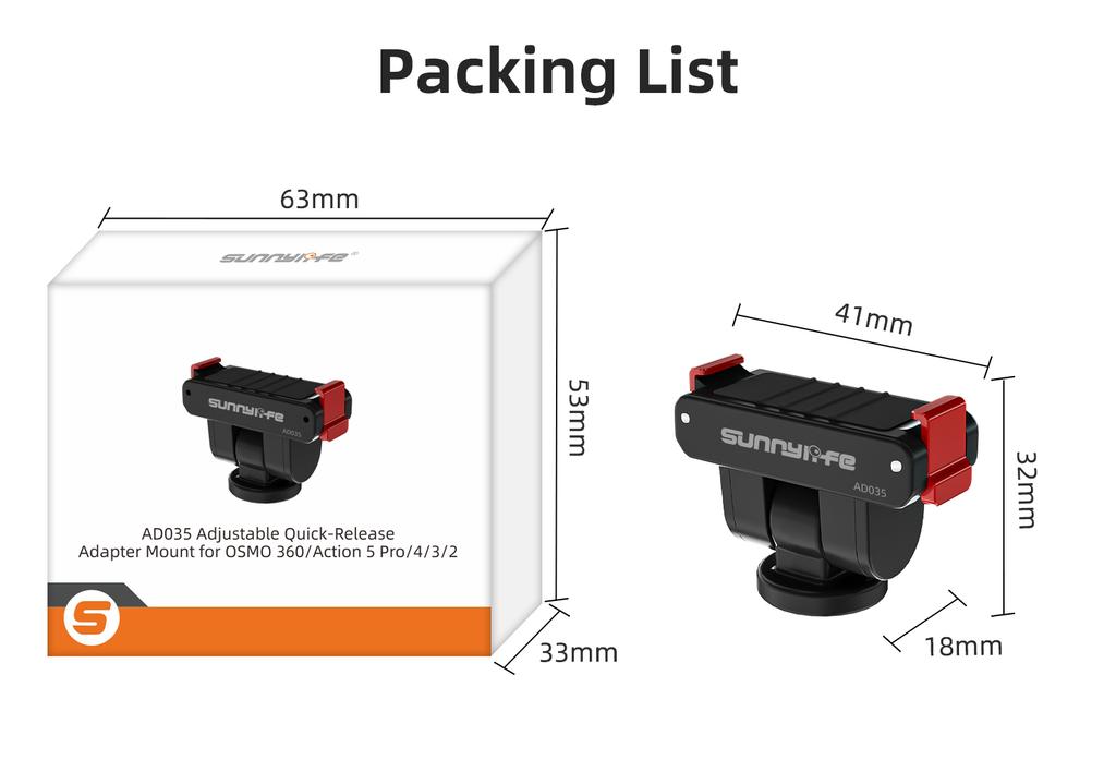Adattatore Magnetico per DJI Action 5 Pro/Osmo Nano/360 Supporto Pieghevole a Rilascio Rapido con Espansione a Vite 1/4 per DJI Action 4 3 2