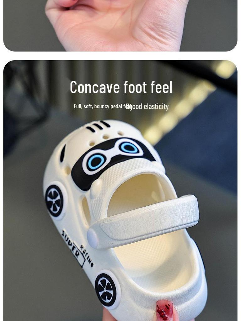 Sandalias de Verano para Niños con Dibujos Animados, Suela Suave Antideslizante - Cerradas para Interior/Exterior, Diseño de Coche