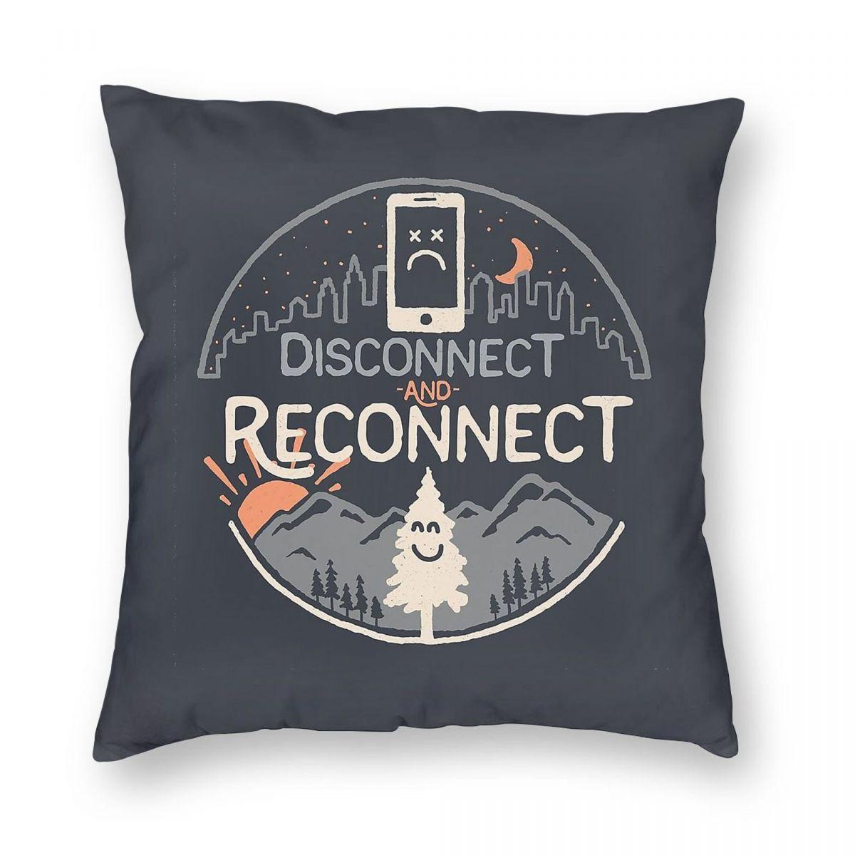 Phone Disconnect Reconnect Pillowcase Polyester Linen Velvet Printed Zip Decor Room Cushion Cover Peach skin 18*18(CM)-1Pcs