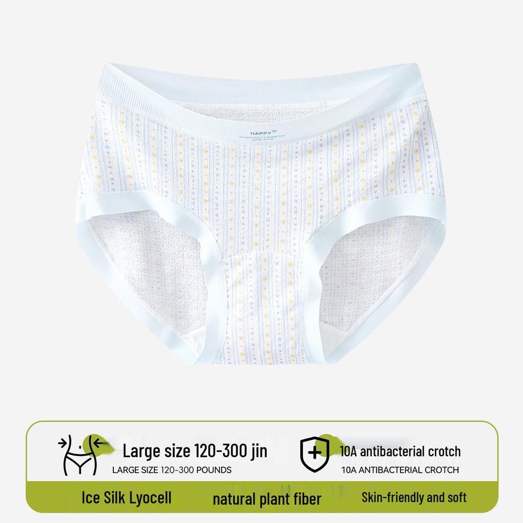 Women's Seamless Ice Silk Tummy Control Panties - Antibacterial, Extended Crotch, Large Size, Summer Thin, Class A Triangle Briefs