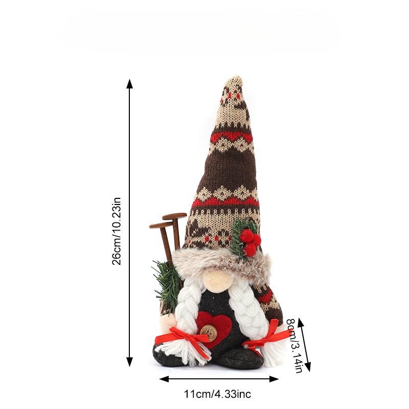 Christmas Figurine, High-end Knitted Pointed Hat Sitting Posture, Dwarf Plush Ornament, Decorative Items