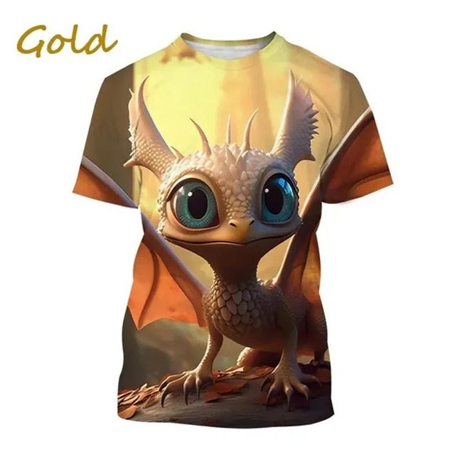 Graficzne koszulki z małym smokiem, zabawne, urocze zwierzę, koszulka z dinozaurem dla mężczyzn, ubrania, prezenty dla dzieci ze smokiem, t-shirt casual dla chłopca, topy