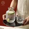 Homlly Clive Clear Bedside Carafe with Glass Cup for Bedroom or Kitchen