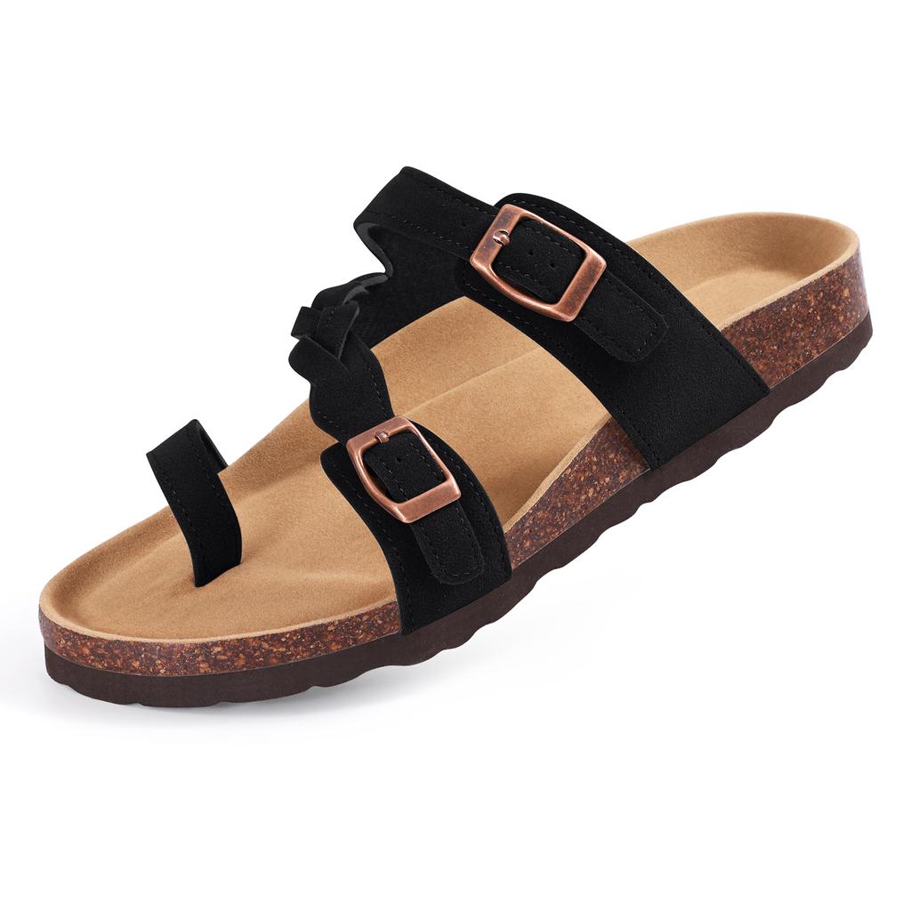 Fashion Crestar Women's Flat Clogs Sandals Classic Cork Sole Open Toe Garden Shoes With Double Buckle Lady Thick Soles Casual Slippers