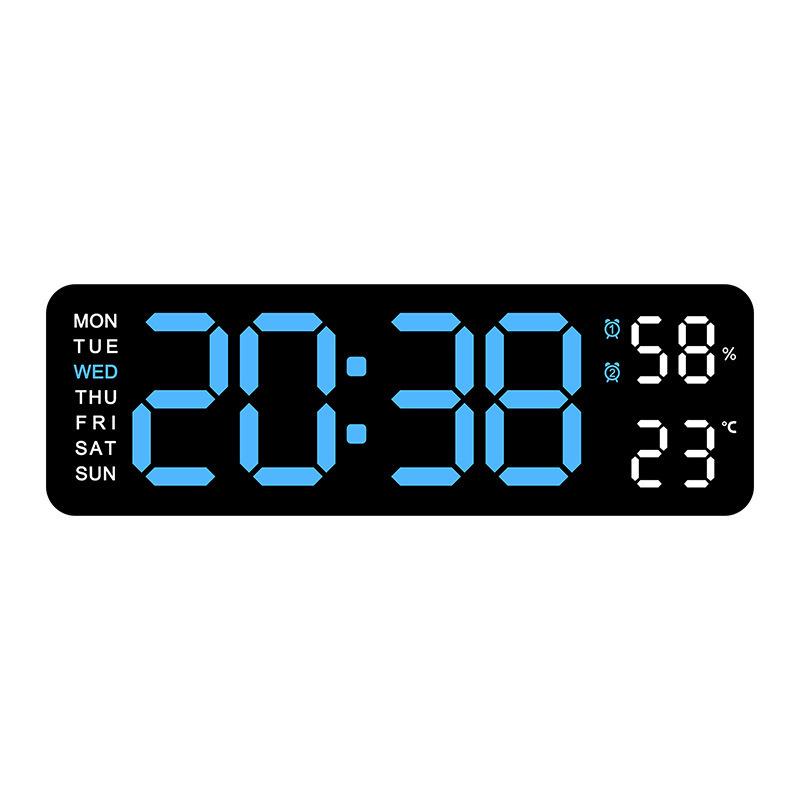 Multifunctional Rectangular Electronic Alarm Clock with Large Display - Wall-Mountable/Desktop Stand