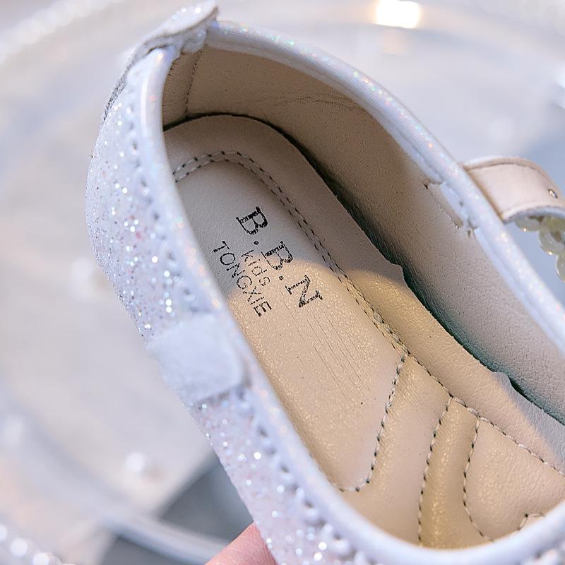 Girls' Autumn 2025 Sequin Closed-Toe Flats: Soft-Soled Princess Shoes for Performances & Formal Dresses