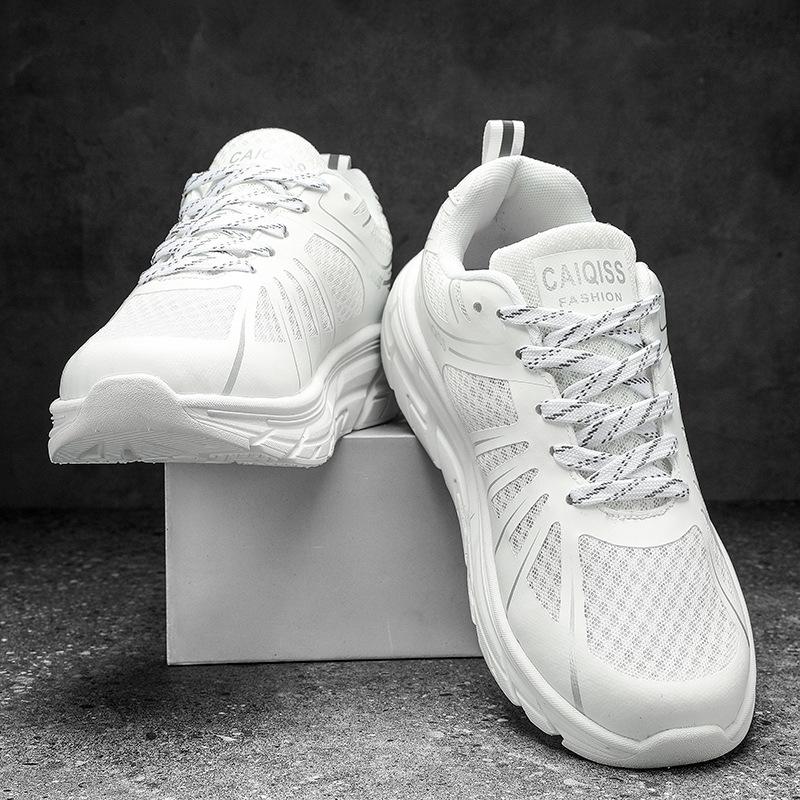 Large Size Four Seasons Couple Running Shoes Heightening Shoes Single Mesh Hollow Flyknit Breathable Casual Versatile Sports Shoes