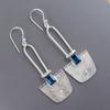 London Blue Topaz Gemstone 925 Sterling Silver Handcrafted Jewelry Earrings 2.2" EE-68-1