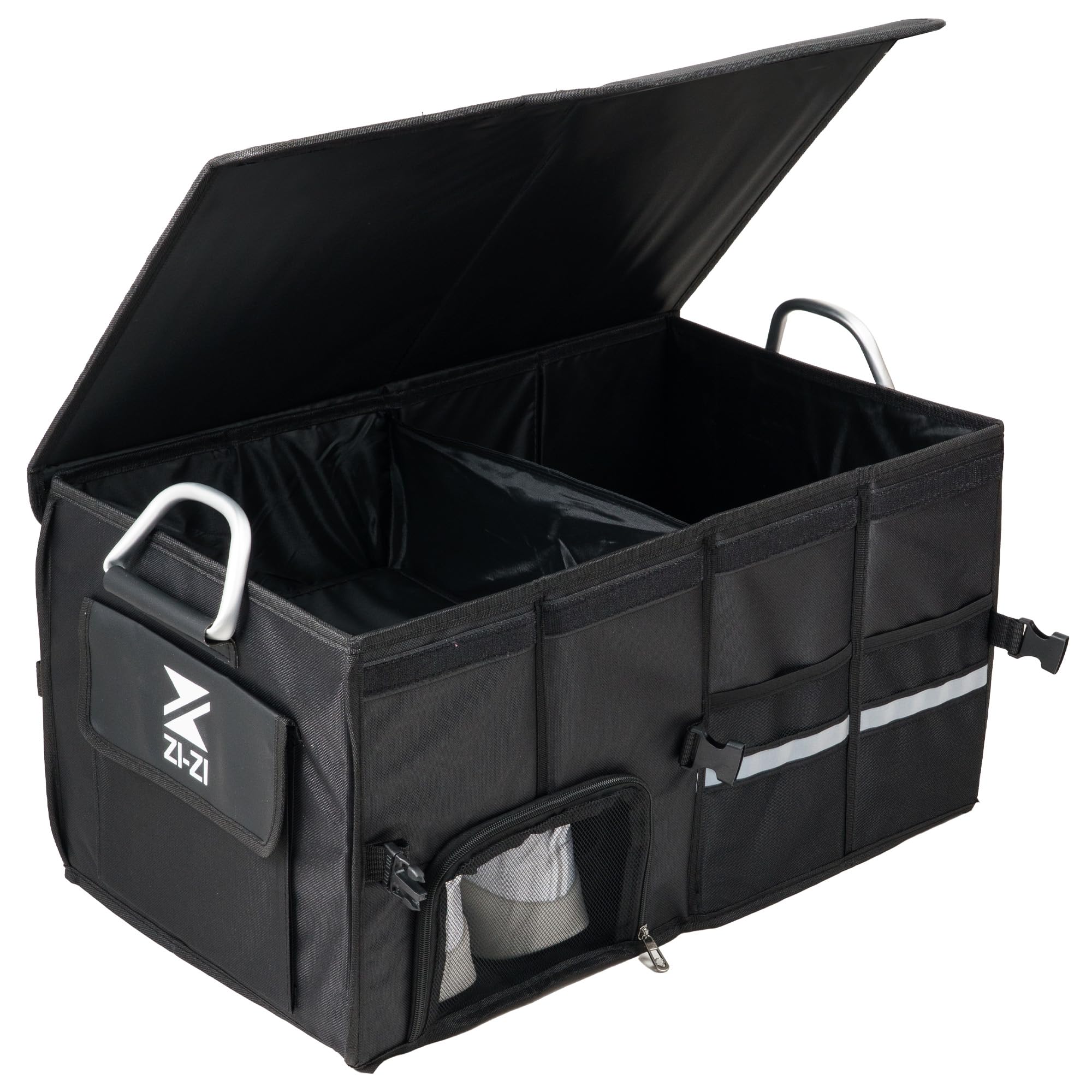 

Car Trunk Organizer with Large and Aluminum Black ZI-ZI Lid, Capacity, Foldable, Handles, (72L) чёрный