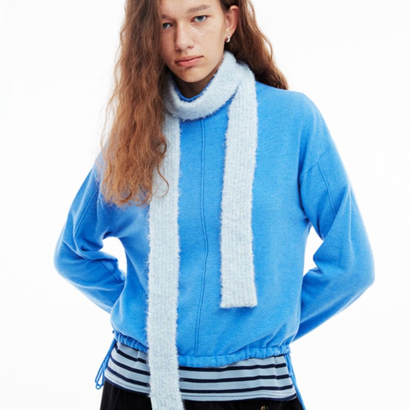 FENNEC BOUCLE KNIT MUFFLER - POWDER BLUE