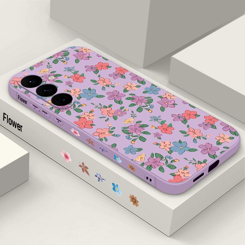 Blue Flowers Pattern Case For Samsung Galaxy S26 S25 Ultra S24 S23 S22 Plus S21 FE A15 A16 A17 A35 A36 A54 A55 A56 5G Soft Cover